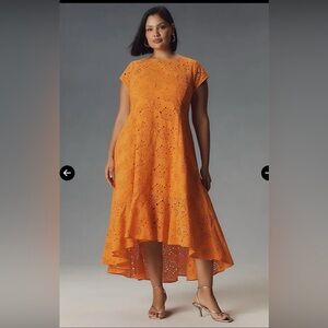 Universal Standard Eyelet Flounce Midi Dress -Orange 10-12